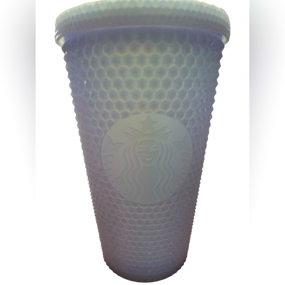 Authentic Starbucks 2021 Holiday Studded Icy White/Purple Tint Plastic Tumbler - Picture 3 of 7